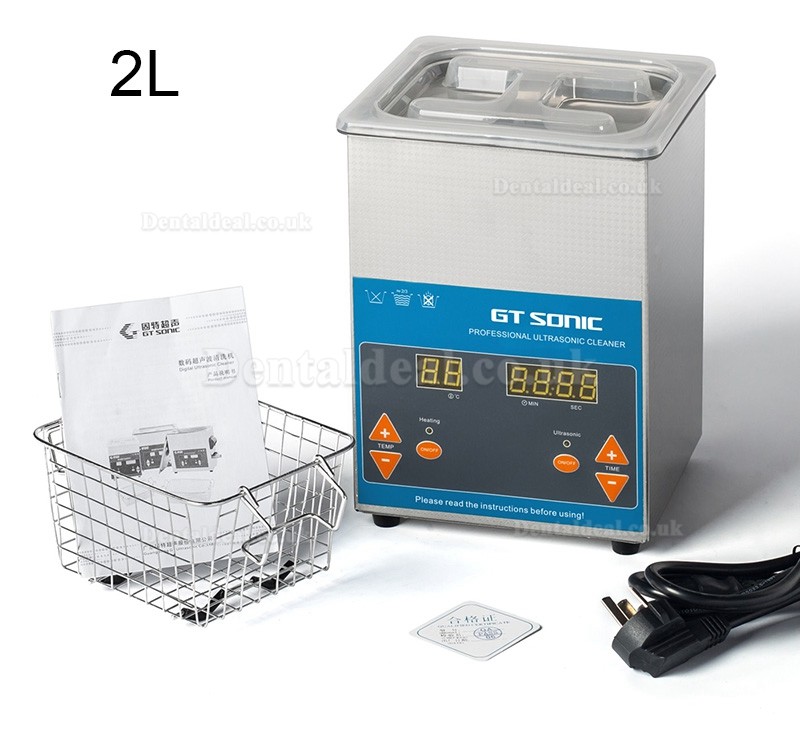 GT SONIC QTD 2-27L Tabletop Digital Ultrasonic Cleaner with Heater & LED display for Dental Lab Industry Jewelry